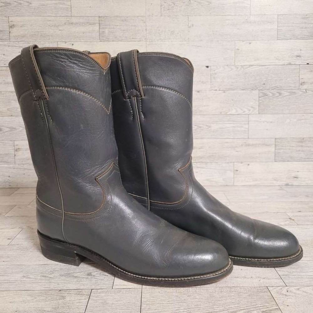 Women’s Justin Western Gray Leather Rodeo Roper Cowboy Boots Size 7.5B USA Made